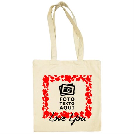 Bolsa de tela personalizada con foto I Love You