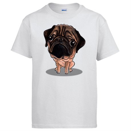Camiseta Chibi Kawaii perrito Pug parodia de Animales de Compañia