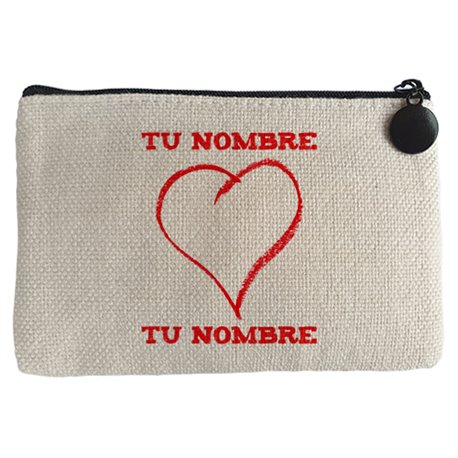 Monedero corazón personalizable con nombre de la pareja