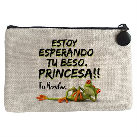 Monedero estoy esperando tu beso princesa personalizable con nombre