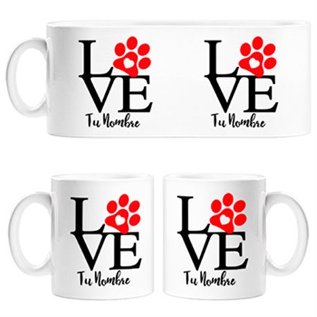 Taza Love amor perro animales personalizable con nombre