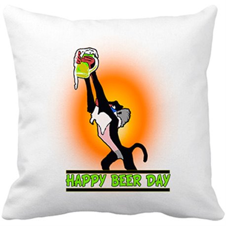 Cojín con relleno Happy Beer Day cumpleaños cervezas