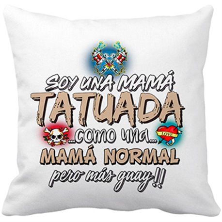 Cojín con relleno soy una mamá tatuada guay