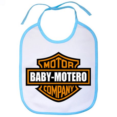Babero Baby Motero blanco azul