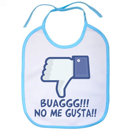 Babero Buaggg no me gusta blanco azul