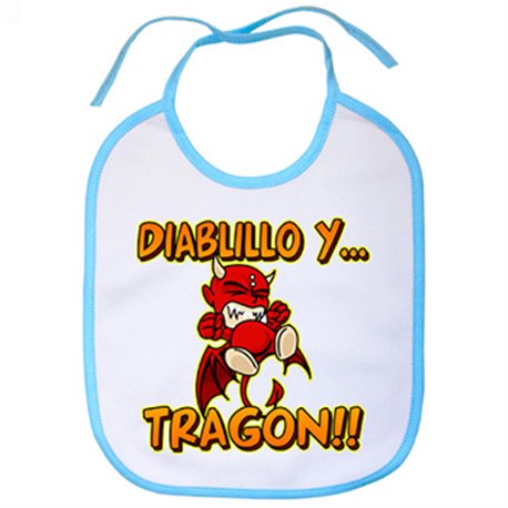 Babero Diablillo y tragón blanco azul