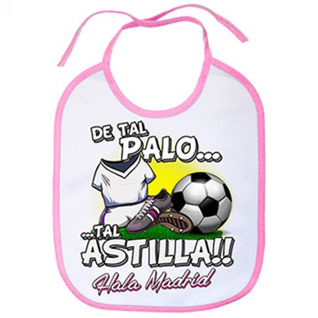 Babero de tal palo tal astilla de Madrid para aficionado al fútbol