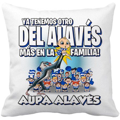 Cojín con relleno ya tenemos otro del Alavés más en la familia para aficionado al fútbol de Vitoria