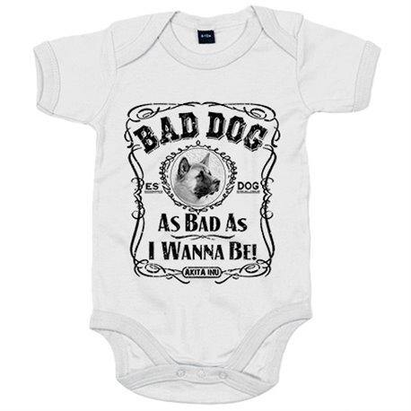 Body bebé frase perro mascota raza Akita Inu Bad dog as bad as I wanna be