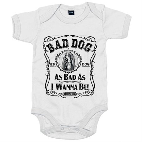 Body bebé frase perro raza Basset Hound Bad dog as bad as I wanna be