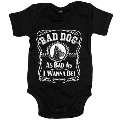Body bebé frase perro raza Grand Danes negro Bad dog as bad as I wanna be