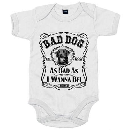 Body bebé frase perro raza Labrador negro Bad dog as bad as I wanna be
