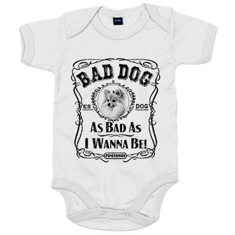 Body bebé frase perro raza Pomeriania Pomerano Bad dog as bad as I wanna be