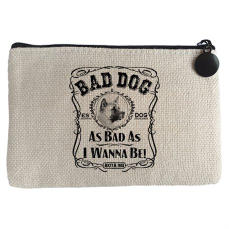 Monedero frase perro mascota raza Akita Inu Bad dog as bad as I wanna be