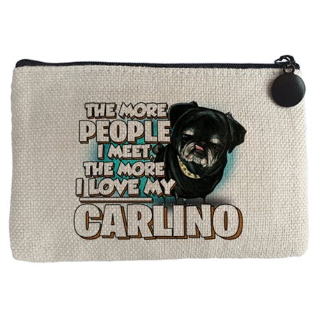 Monedero I love my Carlino Black raza perro