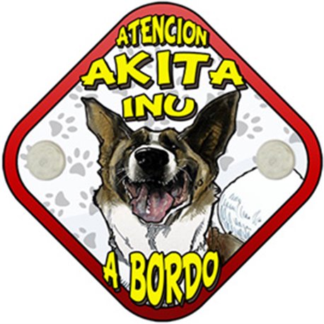 Placa perro a bordo atención Akita Inu atigrado