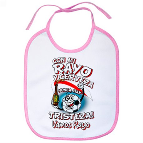 Babero frase con mi Rayo y cerveza nunca hay tristeza Vallecas fútbol