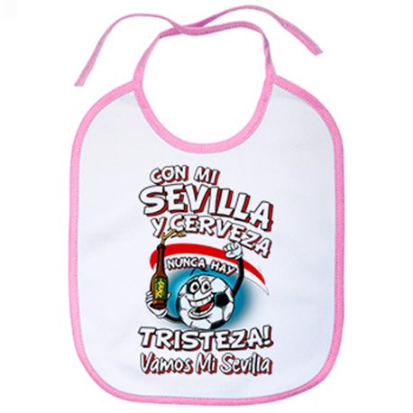 Babero frase con mi Sevilla y cerveza nunca hay tristeza para aficionado al fútbol