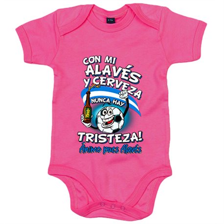 Body bebé frase con mi Alavés y cerveza nunca hay tristeza fútbol