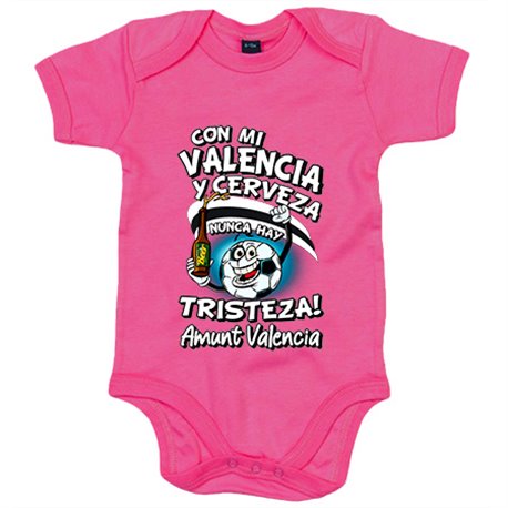 Body bebé frase con mi Valencia y cerveza nunca hay tristeza fútbol
