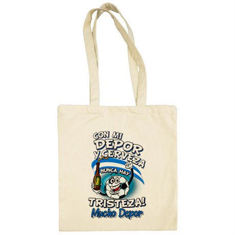 Bolsa de tela frase con mi Depor y cerveza nunca hay tristeza La Coruña fútbol