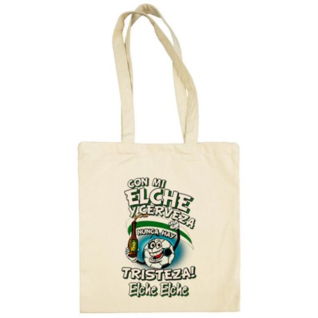 Bolsa de tela frase con mi Elche y cerveza nunca hay tristeza para aficionado al fútbol