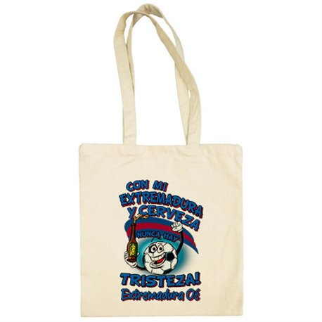 Bolsa de tela frase con mi Extremadura y cerveza nunca hay tristeza para aficionado al fútbol