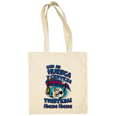 Bolsa de tela frase con mi Huesca y cerveza nunca hay tristeza para aficionado al fútbol