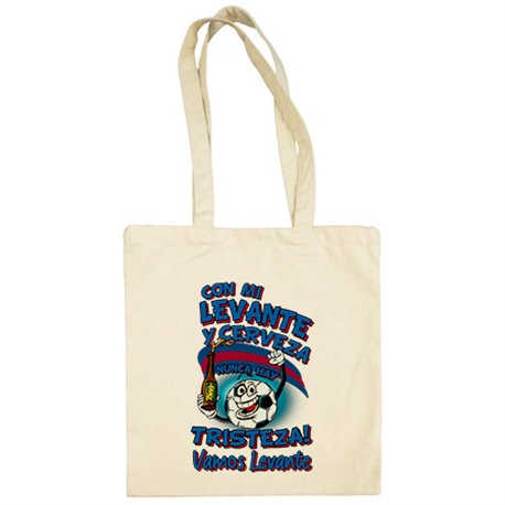 Bolsa de tela frase con mi Levante y cerveza nunca hay tristeza para aficionado al fútbol