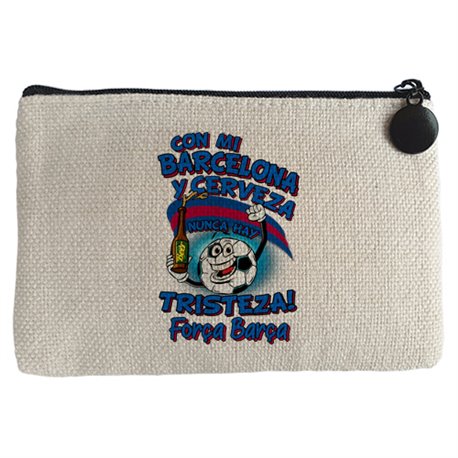 Monedero frase con mi Barcelona y cerveza nunca hay tristeza fútbol