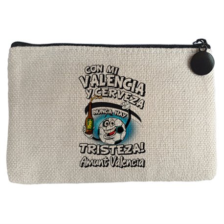 Monedero frase con mi Valencia y cerveza nunca hay tristeza fútbol