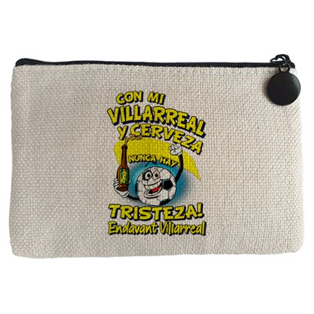 Monedero frase con mi Villarreal y cerveza nunca hay tristeza fútbol