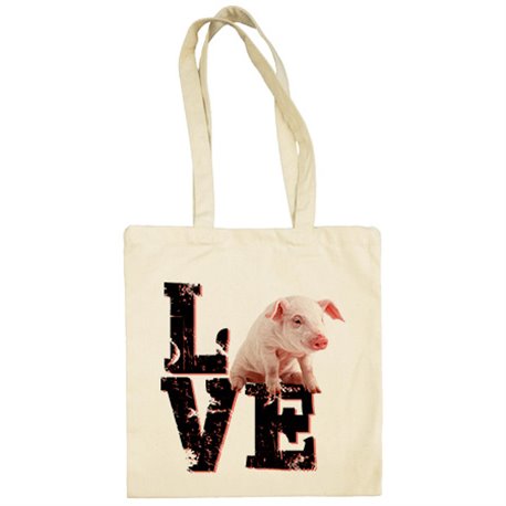Bolsa de tela Love Pig me gustan los certidos mascotas