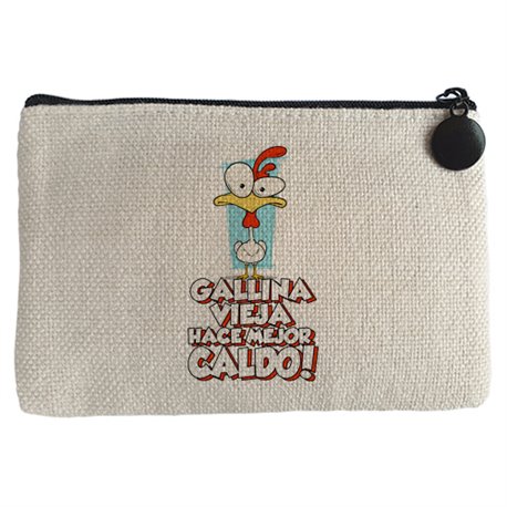 Monedero frase divertida gallina vieja hace mejor caldo