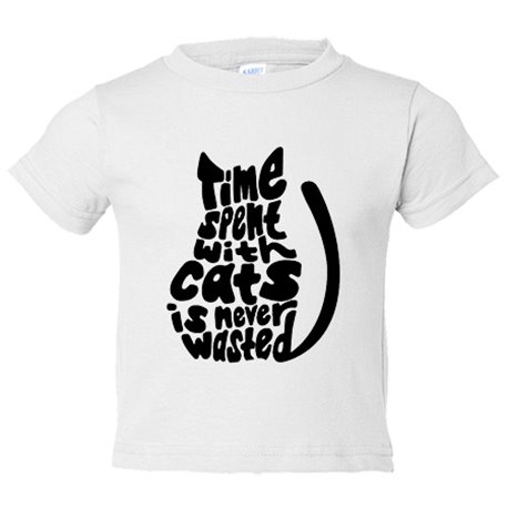 Camiseta bebé frase para amantes de gatos time spent with cats is never wasted