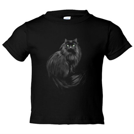 Camiseta bebé gato negro peludo