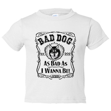 Camiseta bebé frase perro raza Alaskan Malamute Bad dog as bad as I wanna be