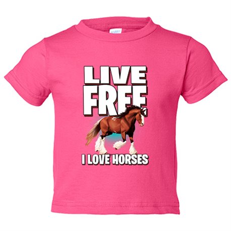 Camiseta bebé live free I Love Horses amante de caballos