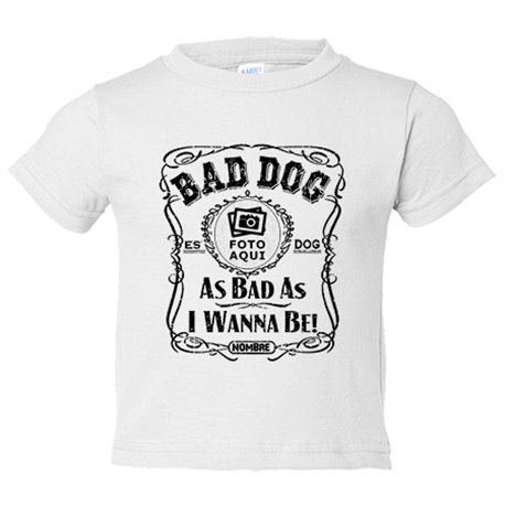 Camiseta bebé frase perro mascota personalizable con nombre y foto