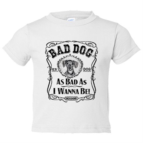 Camiseta bebé frase perro mascota raza Dachshund Bad dog as bad as I wanna be