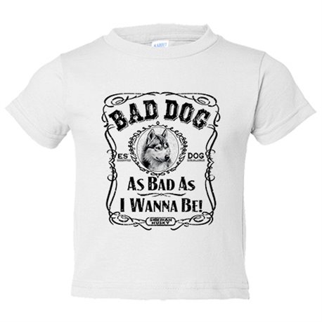 Camiseta bebé frase perro raza Siberian Husky Bad dog as bad as I wanna be