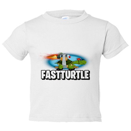 Camiseta bebé dibujo divertido de una tortuga veloz
