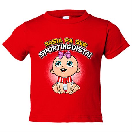 Camiseta bebé nacida para ser Sportinguista para aficionada al fútbol de Gijón