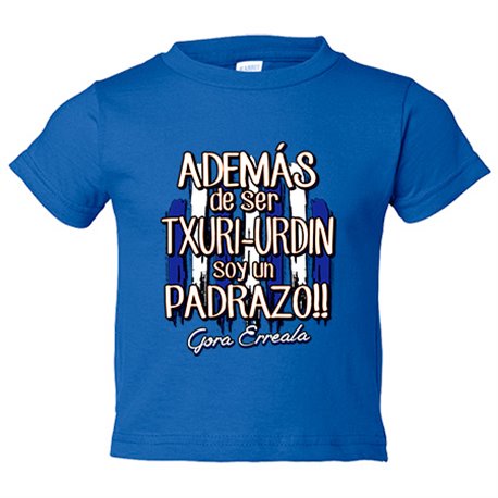 Camiseta bebé además de ser Txuri Urdin soy un padrazo futbolero de San Sebastían