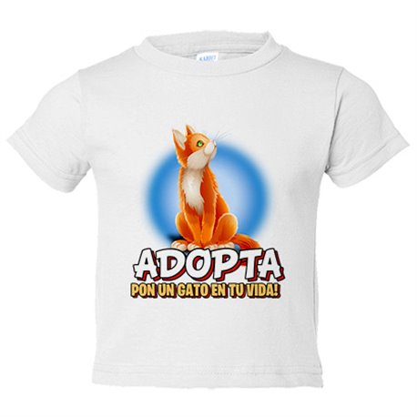 Camiseta bebé adopta pon un gato en tu vida