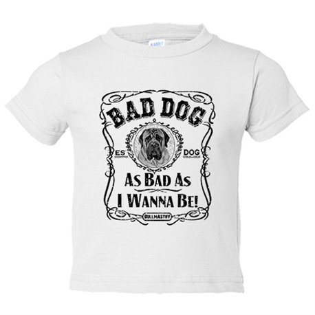 Camiseta bebé frase perro raza Bullmastiff Bad dog as bad as I wanna be