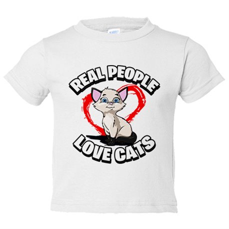 Camiseta bebé real people love cats amantes de gatos