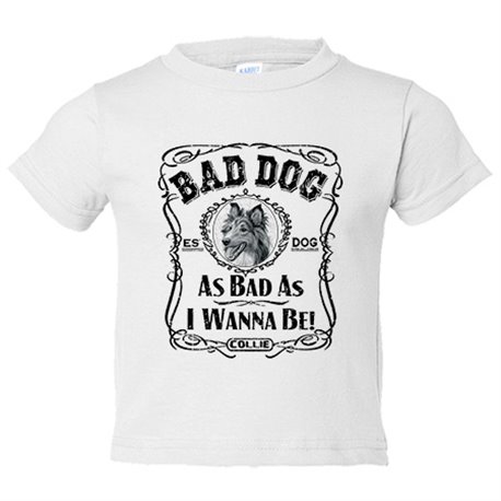 Camiseta bebé frase perro raza Collie Bad dog as bad as I wanna be