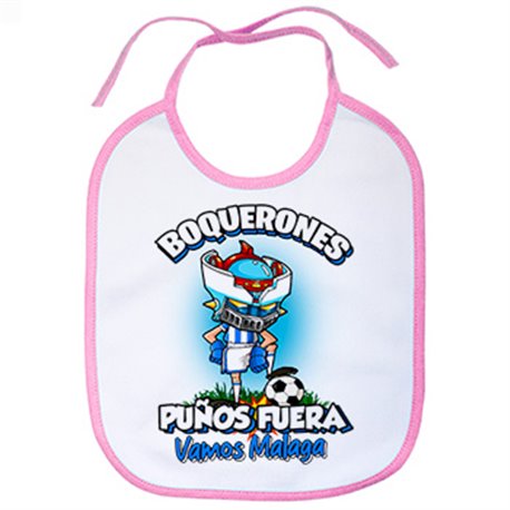 Babero frase boquerones puños fuera parodia robot de los 80 para nostálgicos futboleros del Málaga