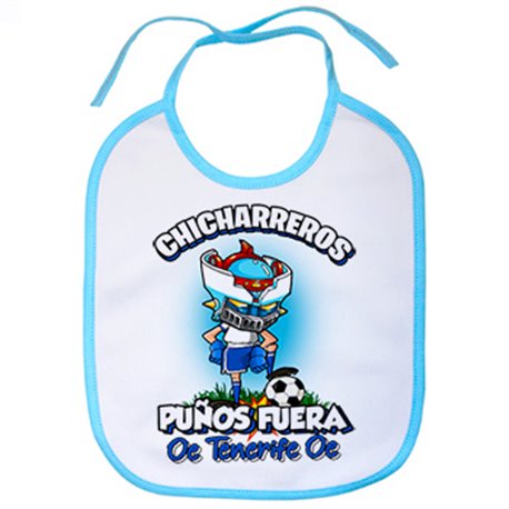 Babero frase chicharreros puños fuera parodia robot de los 80 para nostálgicos futboleros de Tenerife